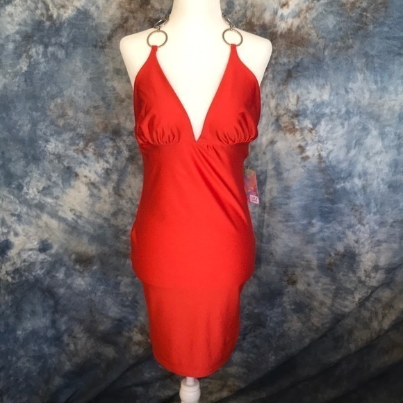 Liz & Sara New Junior Halter Neck body con Mini dress Sz L - Picture 1 of 9